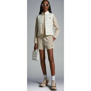Moncler Monogram Drawstring Shorts in Beige NWT Women’s Sz. S